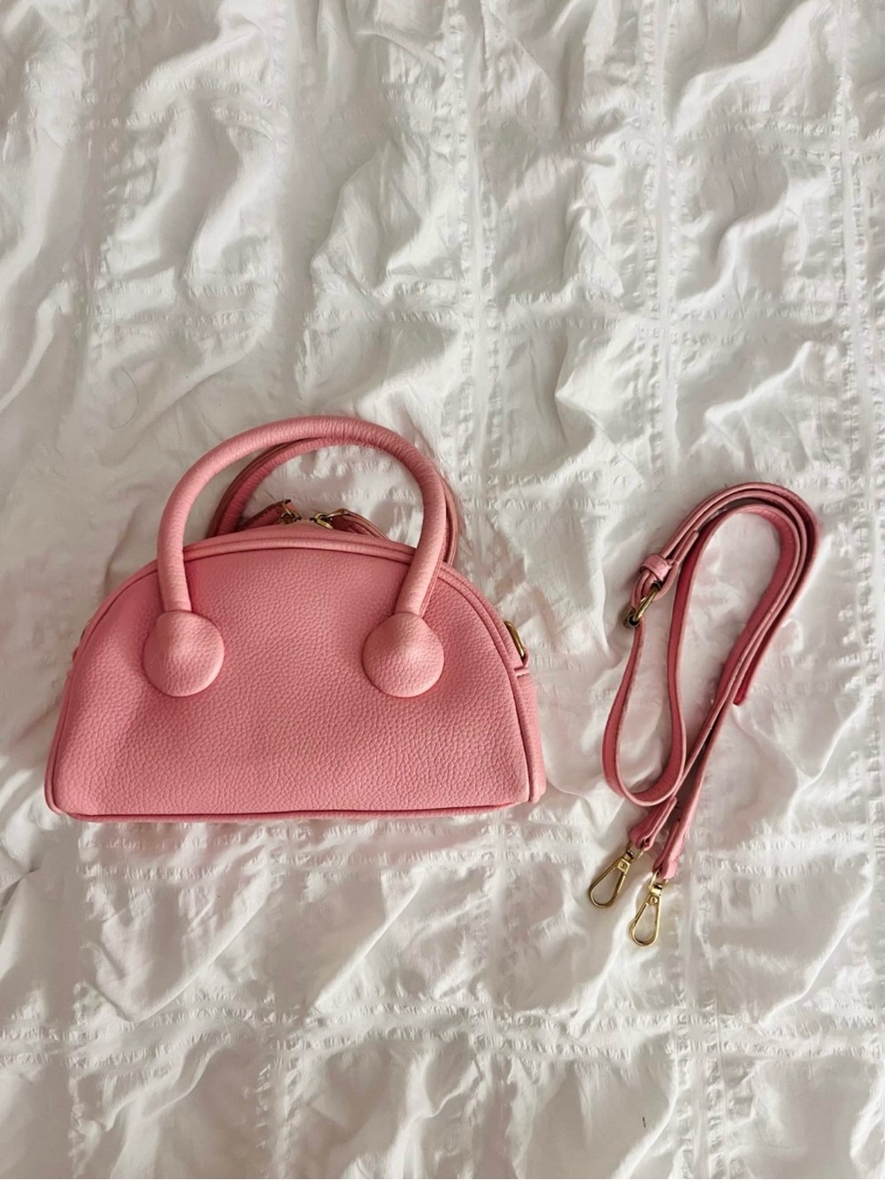 Edikted pink leather handbag with gold hardware
